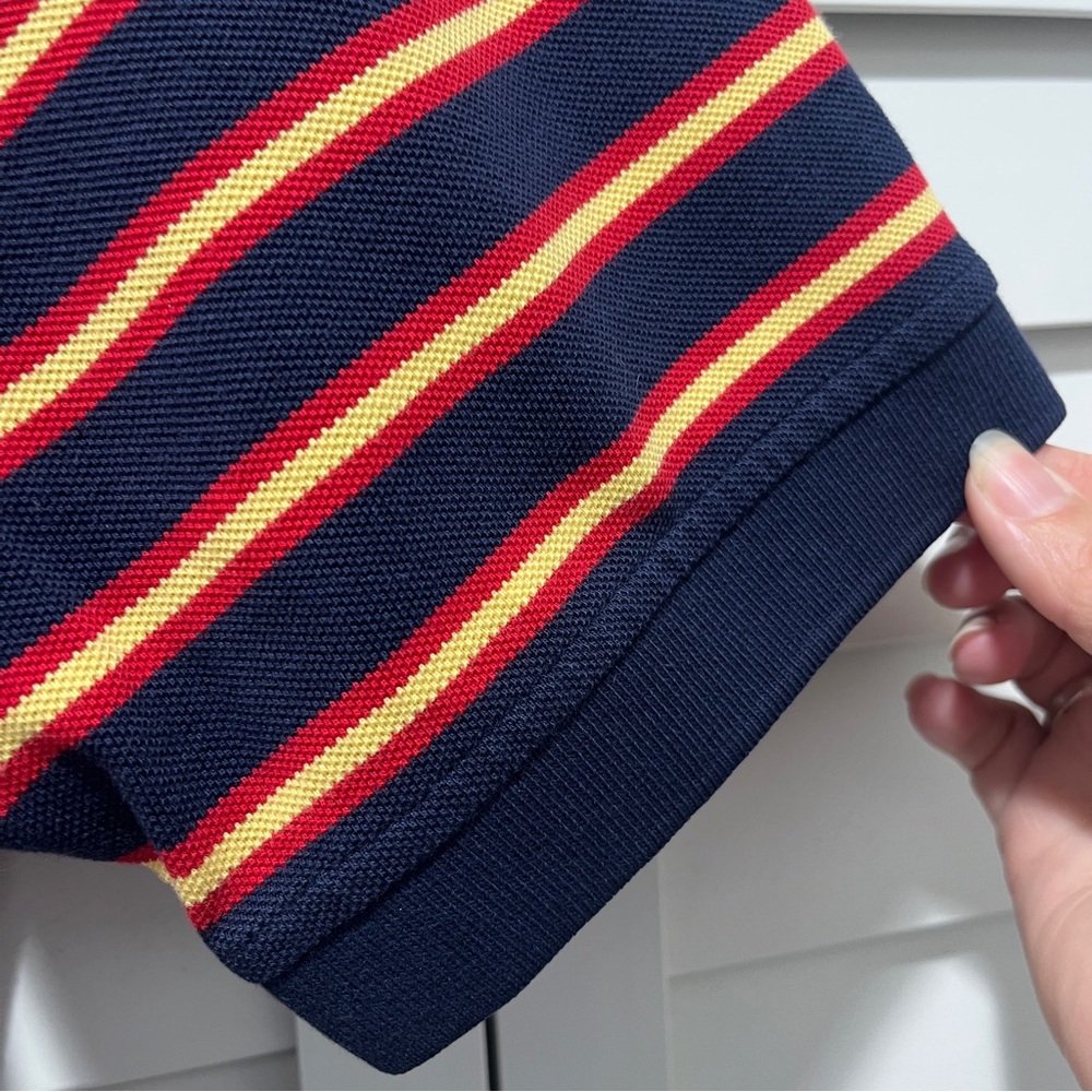 Imperfect collar shirt 100% cotton medium short sleeved striped textured shirt - Picture 7 of 13
